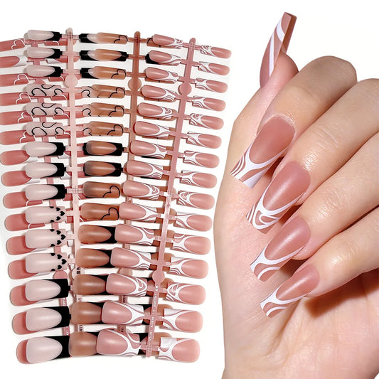 Royal Pre-Designed French Tips | 4 Designs Mixed Set