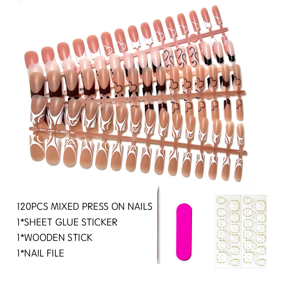 Royal Pre-Designed French Tips | 4 Designs Mixed Set